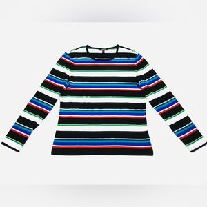 Lauren Ralph Lauren Multicolor Gold Shimmer Stripe Pullover Crewneck Shirt XL